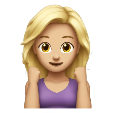 girl flexing arms change to blonde hair ble eye girl sticker