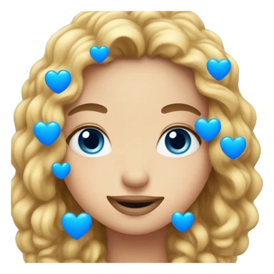 Love face with blue hearts sticker