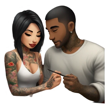 Romantic sushi dinner date for beautiful tattooed couple sticker