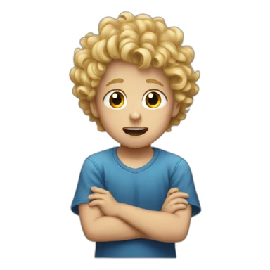 A  curly haired blond kid crying sticker