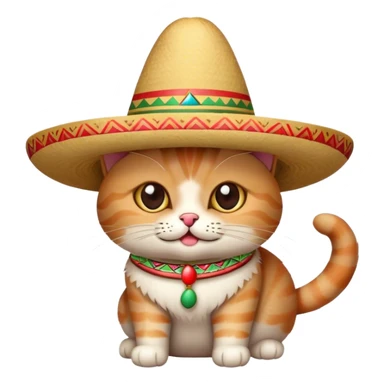 Cat with a Mexican hat sticker