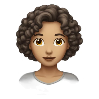 woman with curly dark brown hair shoulder length sticker