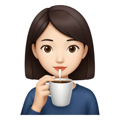 asian girl drinking coffee sticker