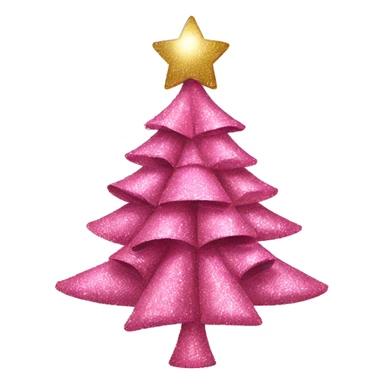 Pink glitter Christmas tree with multiple glitter ribbons  sticker