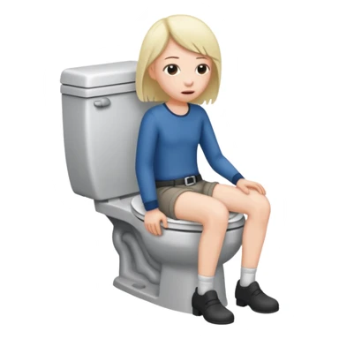 Pooping on a toilet with pants down  sticker