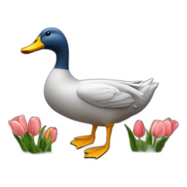 Canard avec une tulipe dans le bec sticker
