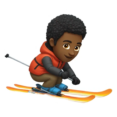 black man skiing sticker