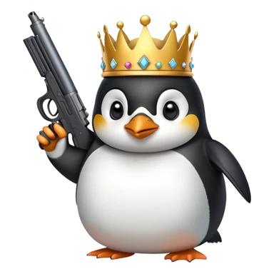 Peguin as king von holding a gun sticker