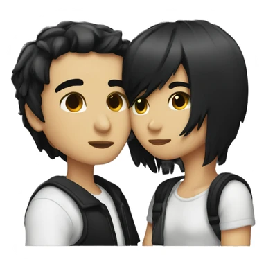 Black haired emo couple kissing  sticker