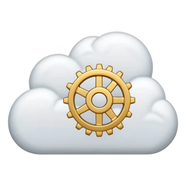 cloud with code brackets {} and a gear sticker