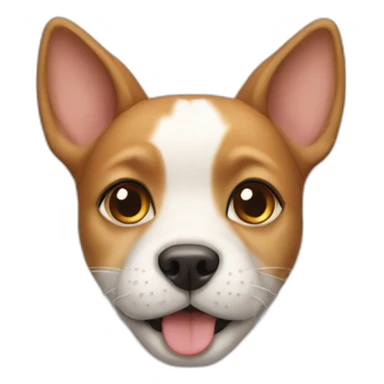 Dog with a cat face sticker