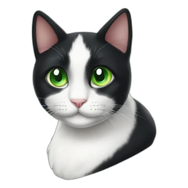 happy tuxedo cat green eye whole body sticker