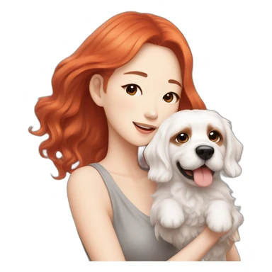 Red-haired K-pop singer with dog ggmaltese sticker