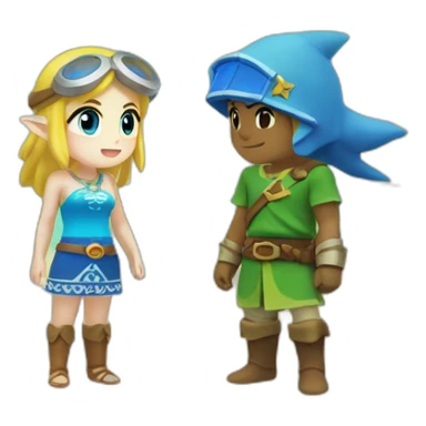 Zelda and link at the beach sticker