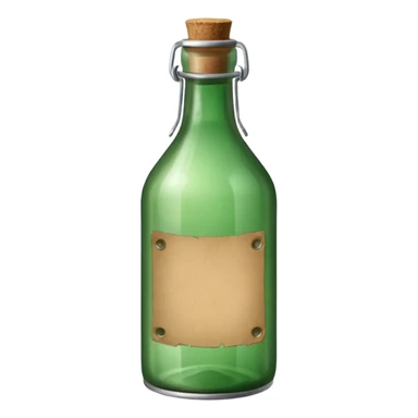 green old  glass bottle with a rolled  paper inside  like in movie  sticker