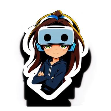 Anime style boy with long hair who plays vR  sticker