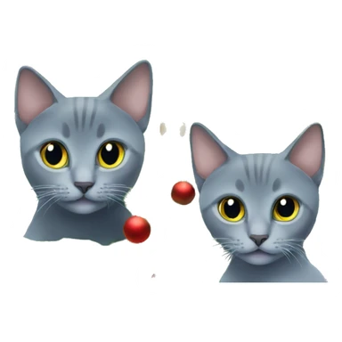 Two Russian Blue cats christmas tree sticker