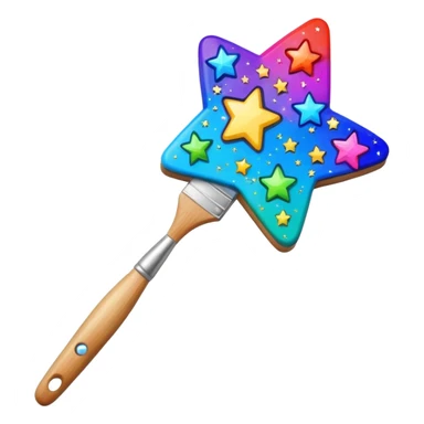 a painting brush with shiny stars, make it modern style sticker