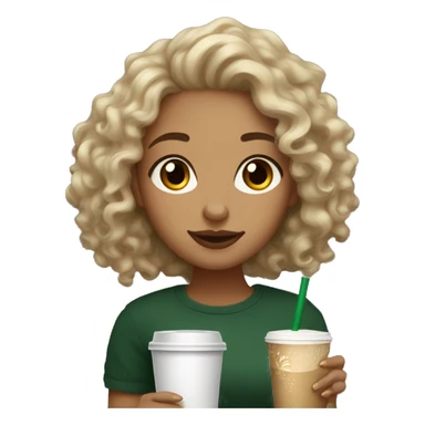 Light skinned curly hair girl drinking Starbucks  sticker