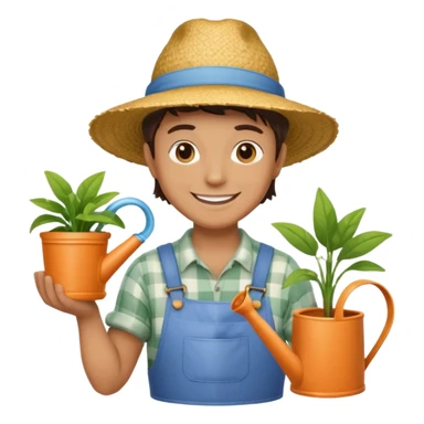 gardener holding watering pot sticker