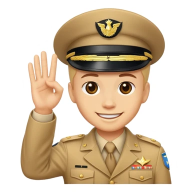 smiling face giving a salute, gesture of agreement sticker