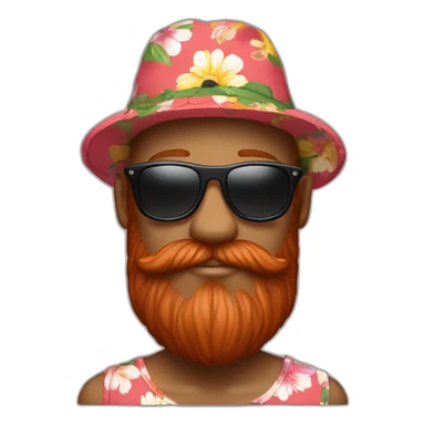 bright-red-beard-wearing-a-floral-shirt-and-wearing-black-sunglasses-and-a-bucket-hat sticker