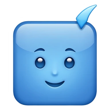 Blue square with a white tick sticker