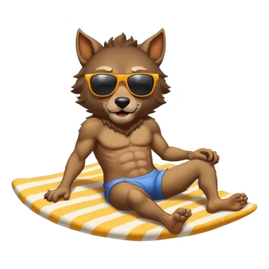 Modest werewolf sunbathing on the beach sticker