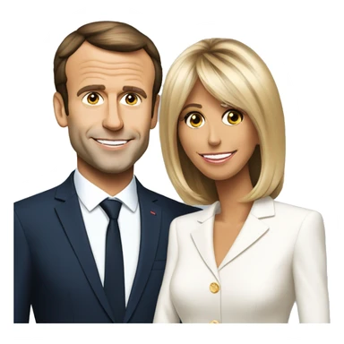 Brigitte Macron avec Emmanuel Macron sticker