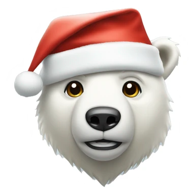 Polar bear wearing Santa hat sticker