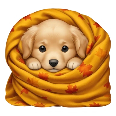 Autumn golden retriever puppy sleeping with a blanket sticker