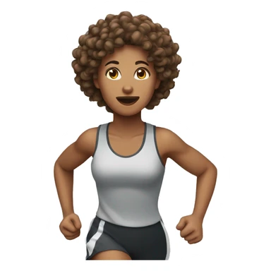 woman running with curly hair sticker