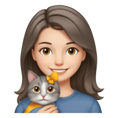White brunette with balayage and her Grey cat  sticker
