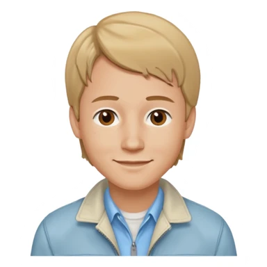 Brian Lackey from Mysterious Skin with brown eyes, dark blonde hair, light blue shirt, ivory jacket sticker