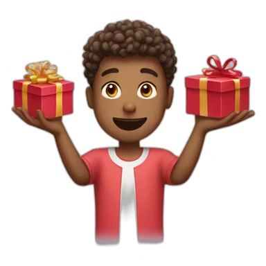 guy opening gift love sticker