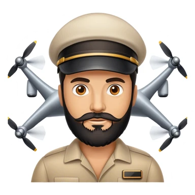 create me a tan guy with black beard working on plane drones  sticker
