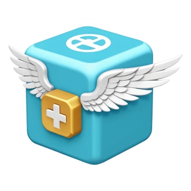 Number cyan 67 Lucky Block with white wings  sticker