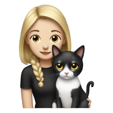 girl with black and white cat sticker