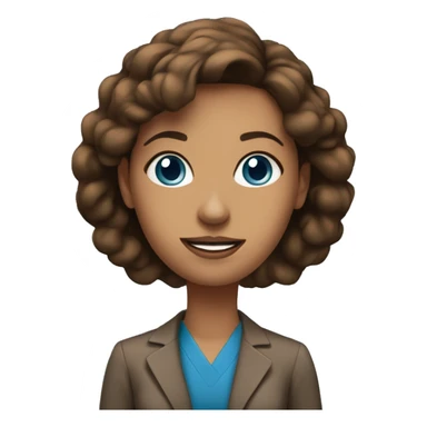 teacher blue eyes brown hair woman, in front of blackboard sticker