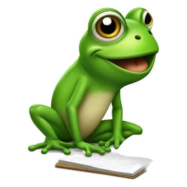 kid's cartoony frog taking down note sticker