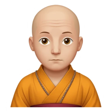 A bald monk in modern American city, wearing traditional robes, calm expression sticker