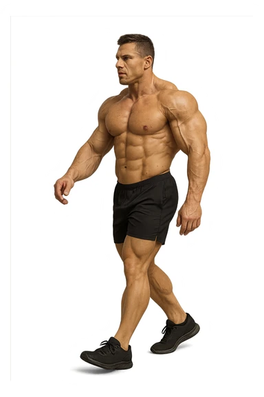 BODYBUILDER CHE PASSEGGIA, IPERREALISTICO 4K sticker