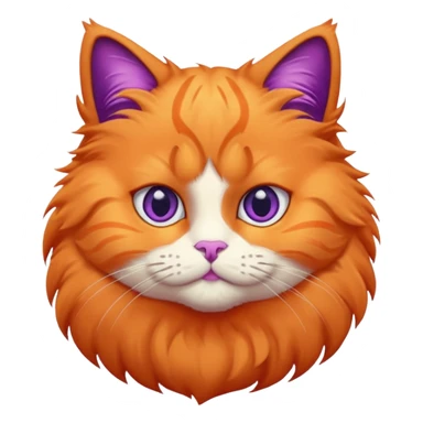 orange puffy cat with purple eyes sticker