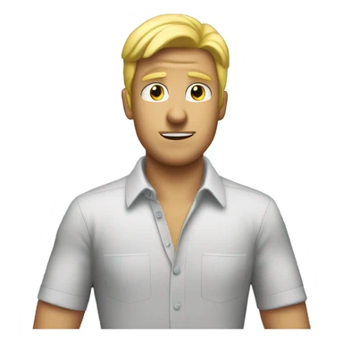 blond air guy stress in front of a plane sticker