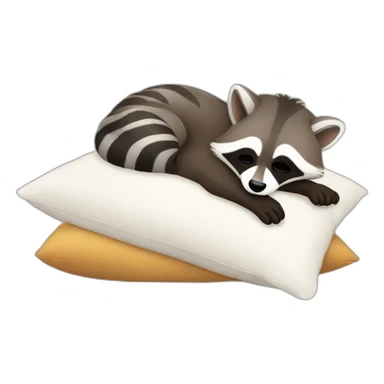 racoon sleeping on bed with pillow sticker