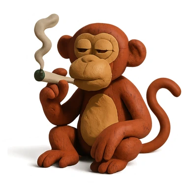 claymation style monkey smoking weed sticker