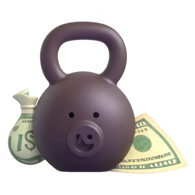 3d emoji style kettlebell and money sticker