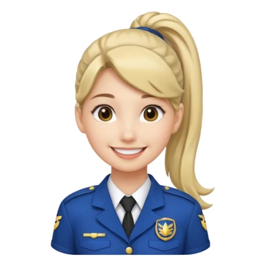 Young Female: ponytail hair, wearing uniform, white skin sticker