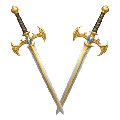 Two Golden royal swords with gold blades and gold handel sticker