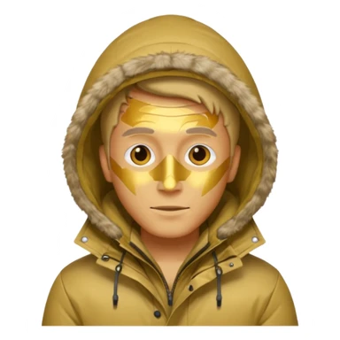 man in parka, gold skin tone. sticker